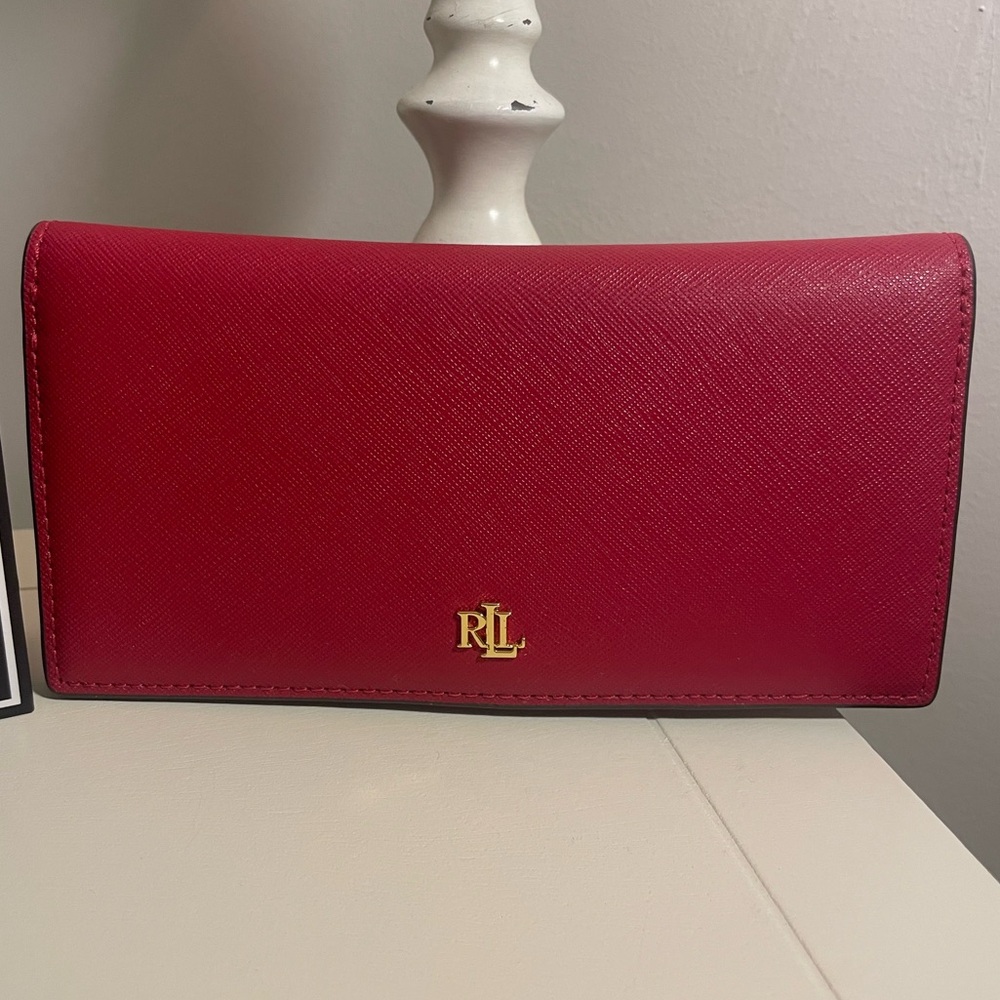 Ralph Lauren Red Crosshatch Slim Wallet